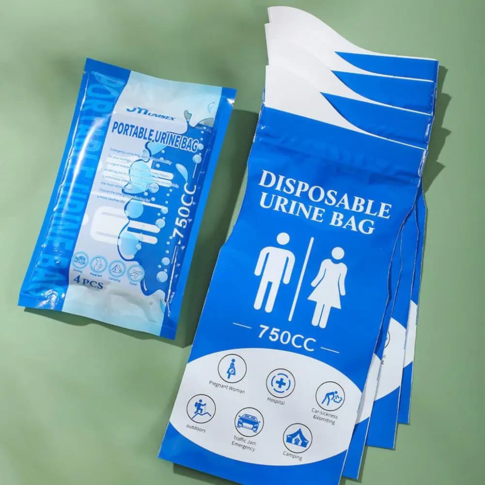 Portable Urine Bag 4pcs 750cc Disposable Urine Bags Leakproof Travel Pouches Portable Emergency Pee Vomit Containers for Car