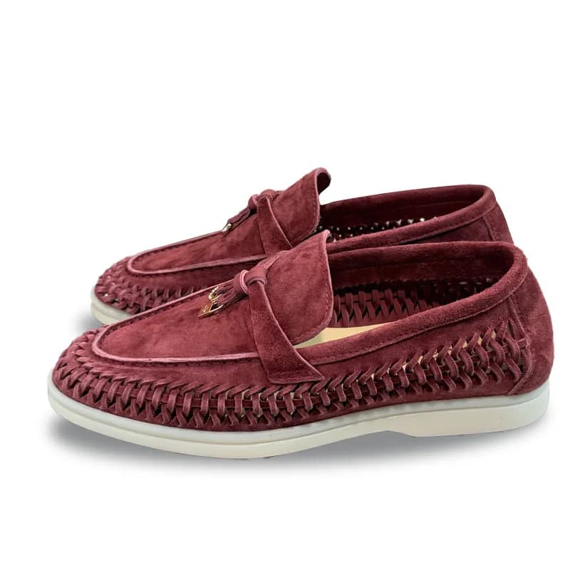 High Quality Men's Woven Genuine Leather Suede Casual Shoes Couple Breathable Comfortable Flat Woman Walking Driving Shoes