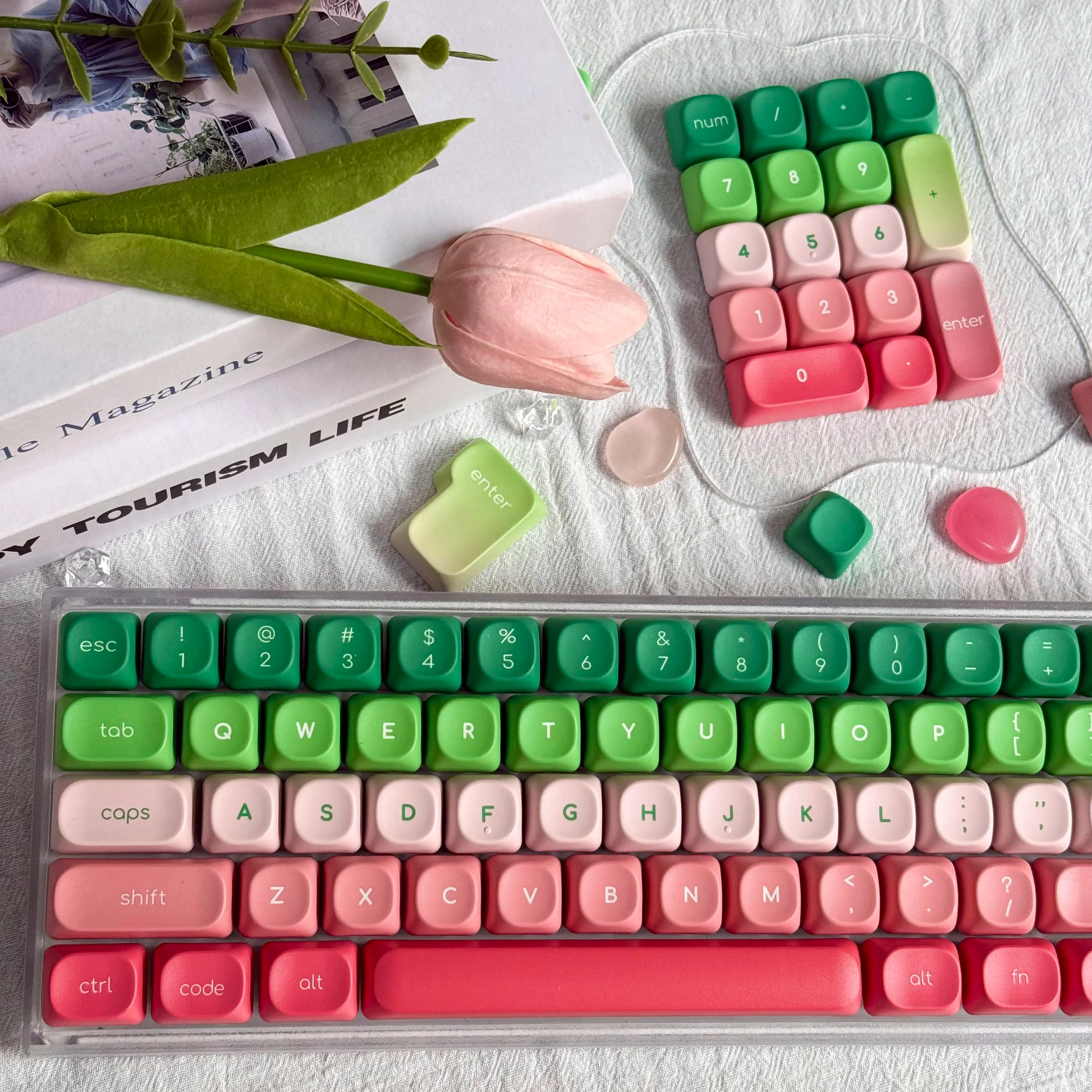 Copritasto sfumato MOA Copritasti PBT a colori estivi Tastiera meccanica personalizzata Copritasto a sublimazione termica a 5 lati addensato