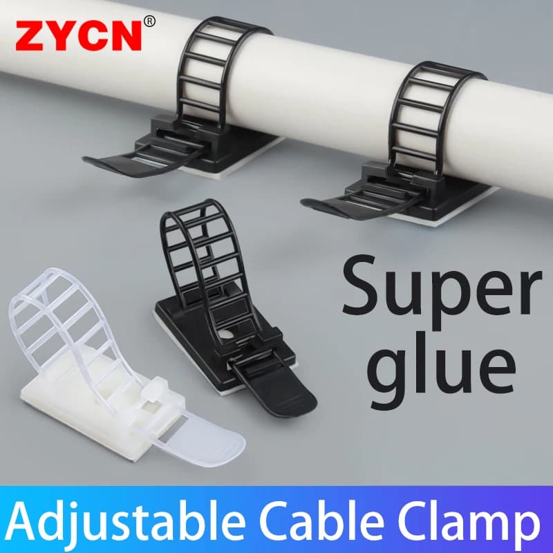100Pcs Adjustable Cable Clips Organizer Wire Power Cord Car Cable Tie Superglue Self-Adhesive Fixed Holder Cord Management S/M/L