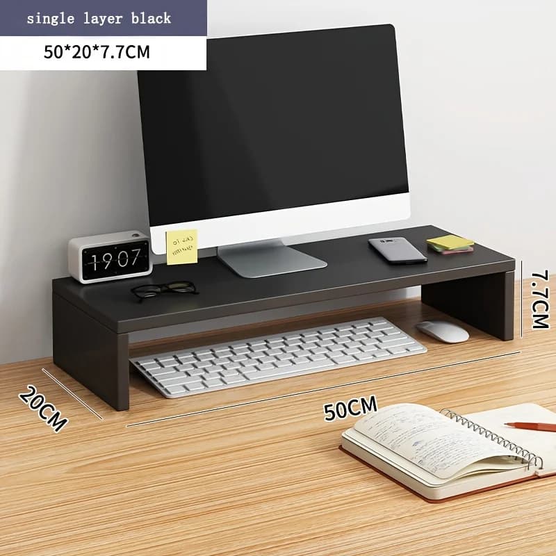 Wooden Monitor Stand – Desktop Stand for Computers, Laptops, TVs, and Printers – Monitor Stand / Desktop Riser / Office Organizer – Desktop Workspace Platform Stand (39cm, Natural Finish) – Ergonomic Monitor Riser