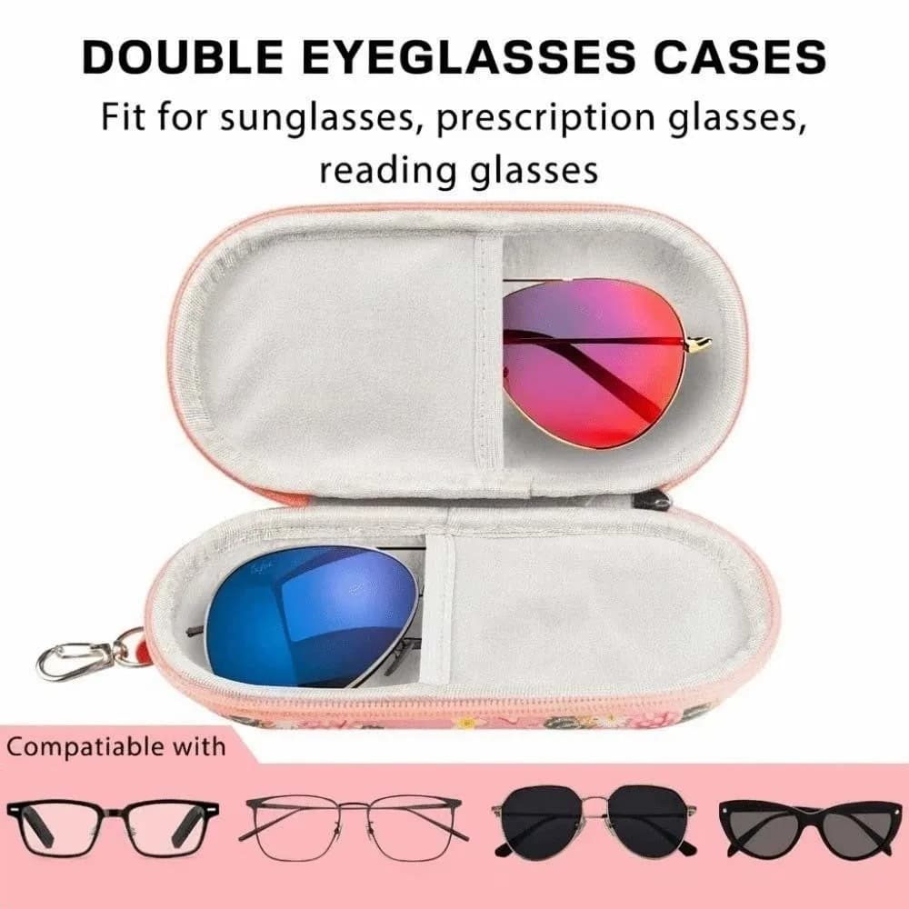 Portable 2 Slots Glasses Organizer Large Capacity EVA Double-layer Eyewears Storage Box Fruit Printed / Black Anti-scratch