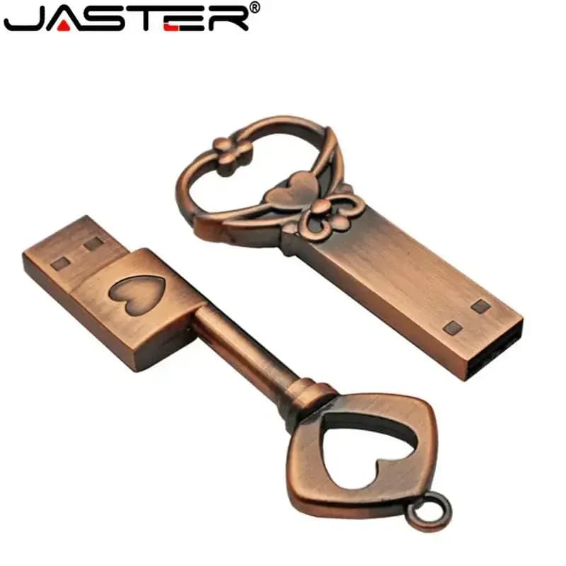 JASTER Rame amore chiave a forma di cuore chiavetta USB pendrive pen drive 4gb 16gb 32gb 64gb chiavi in metallo memoria Stick regalo di nozze