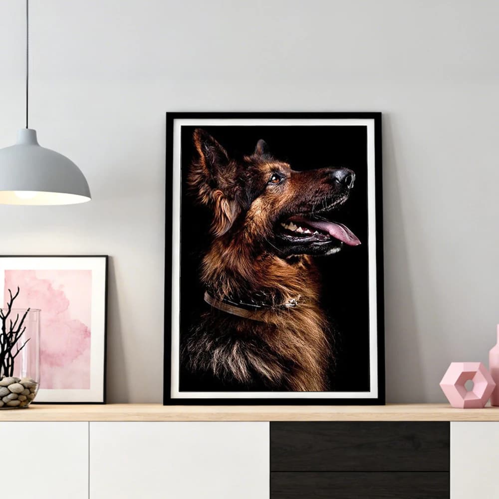 Quadro Diamond Painting Cane Nero con Strass, Mosaico Diamantato 5D, Punto Croce Completo Quadrato/Rotondo, Decorazione Casa