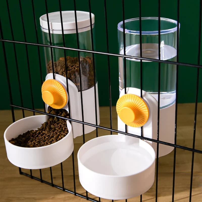 Gabbia automatica per mangiatoia per animali domestici, ciotola sospesa, bottiglia d'acqua, contenitore per alimenti, dispenser per cuccioli, gatti, conigli, uccelli, prodotto per l'alimentazione degli animali domestici
