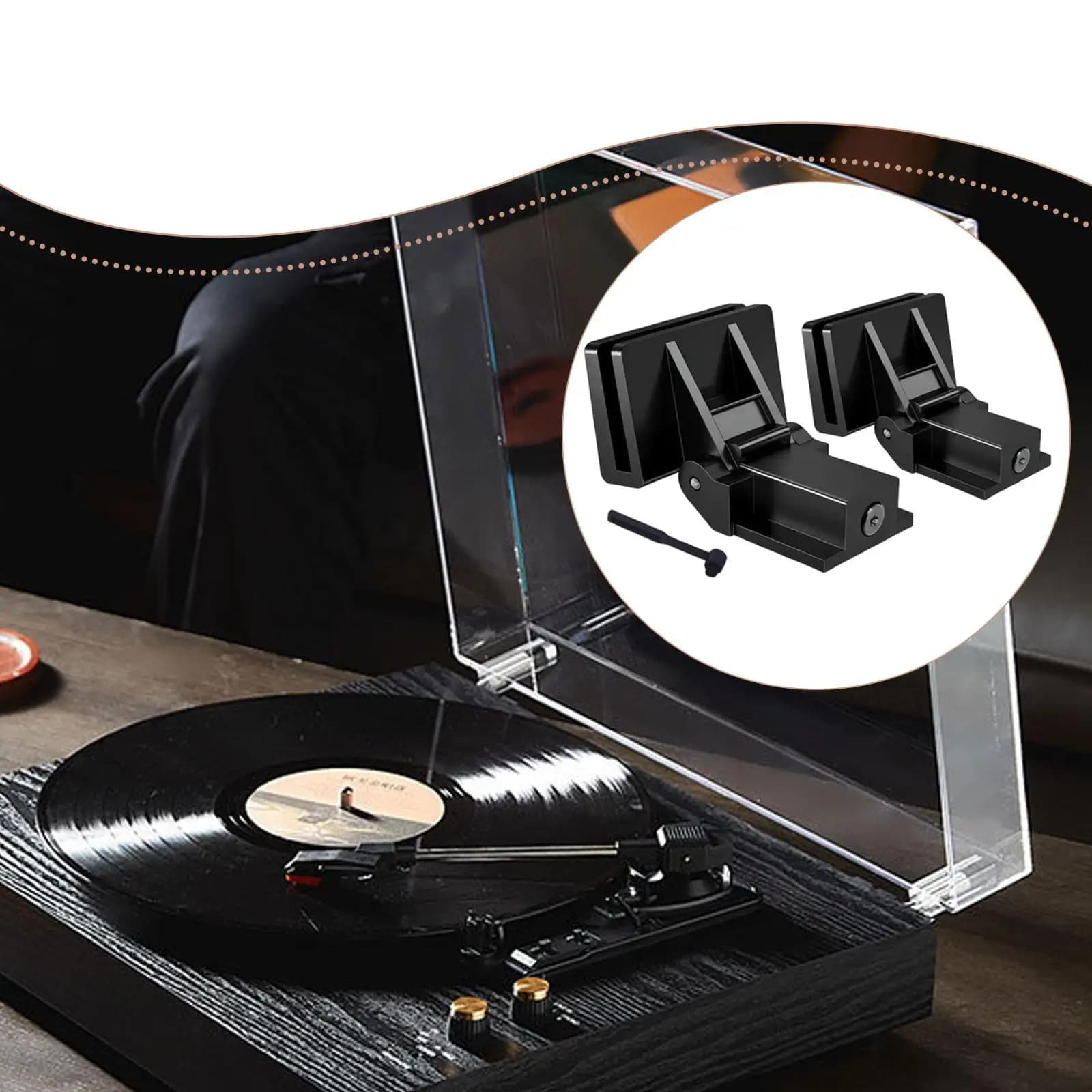 Coperchio Antipolvere per Giradischi con Cerniera, 2 Pezzi, Nero, Alta Prestazione, per TN570, Accessorio Robusto per Giradischi in Vinile