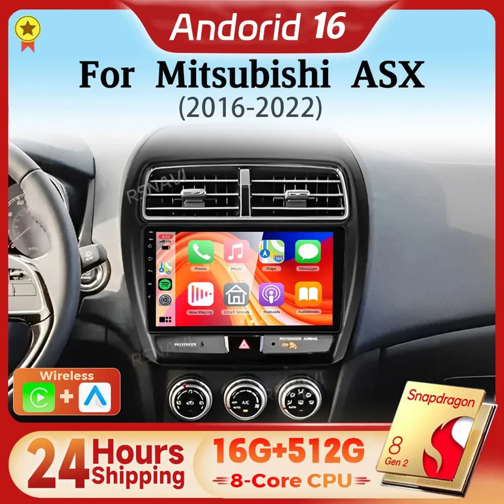 Android 15 Qualcomm Carplay Auto 2K Schermo Autoradio Lettore Multimediale Per Mitsubishi ASX 1 2016 - 2022 Autoradio 2din Qualcomm