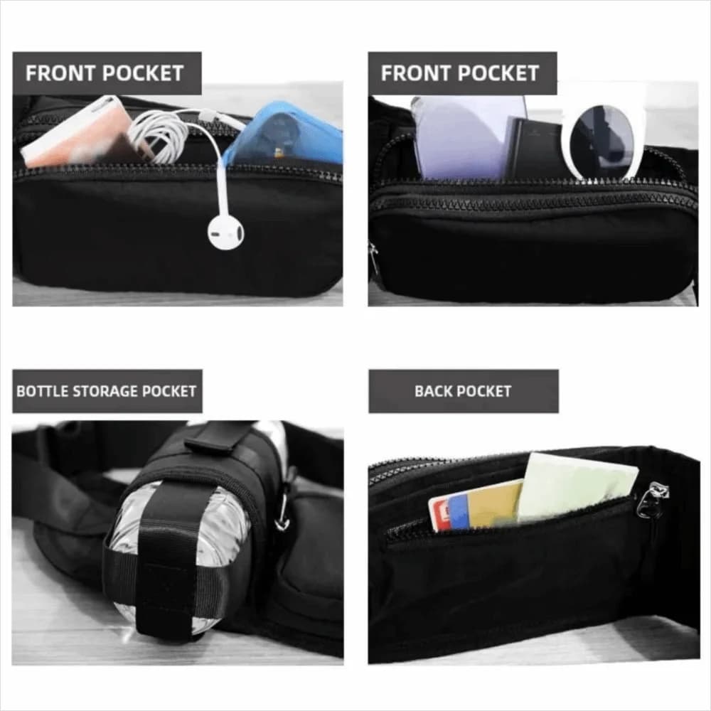 Practical Nylon Running Elastic Belt, Adjustable Waist Bag with Bottle Holder, Jogging and Gym Bags for Men and Women