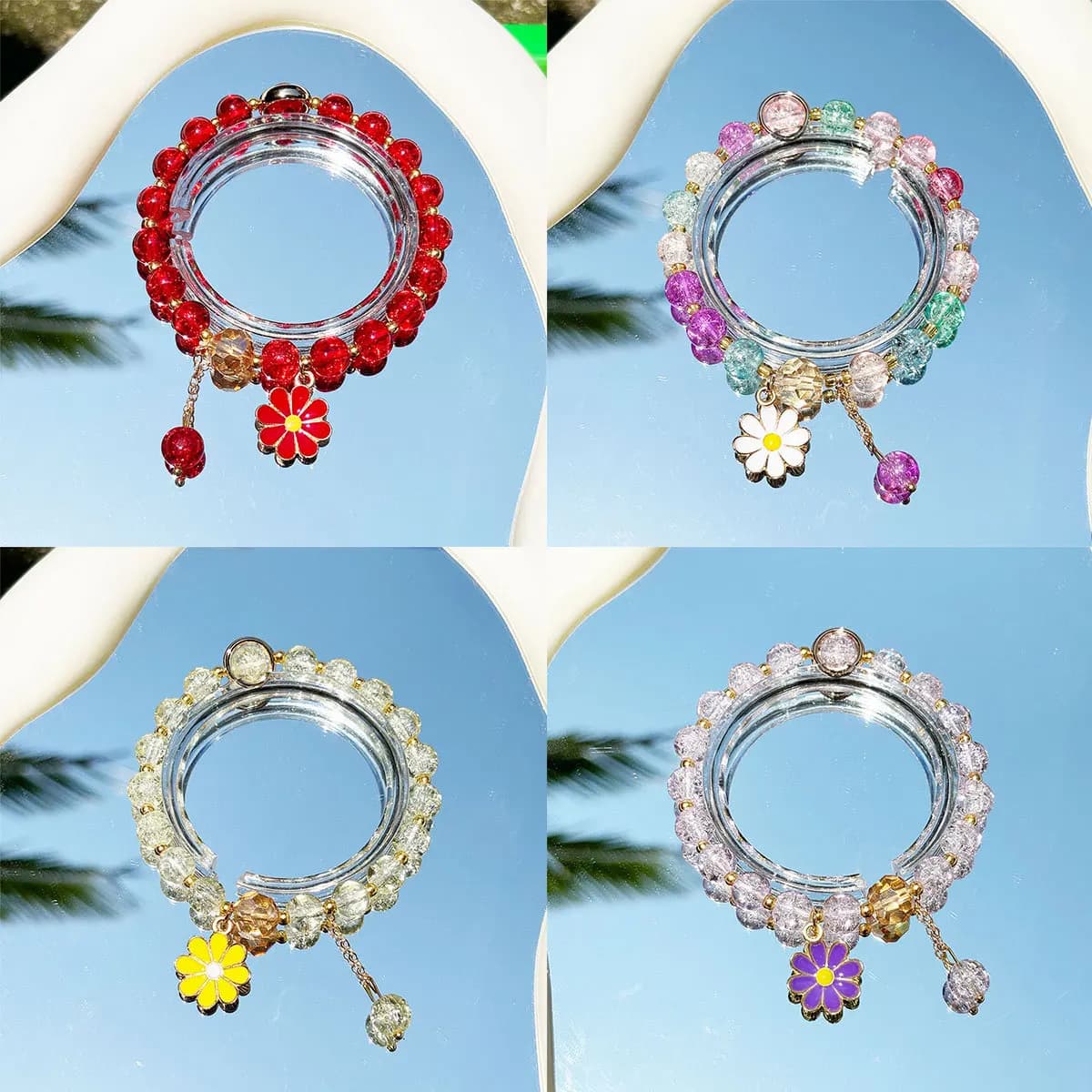 Flower bracelet niche design high-end girl cold wind girlfriend couple jewelry student plate play bracelet plate string