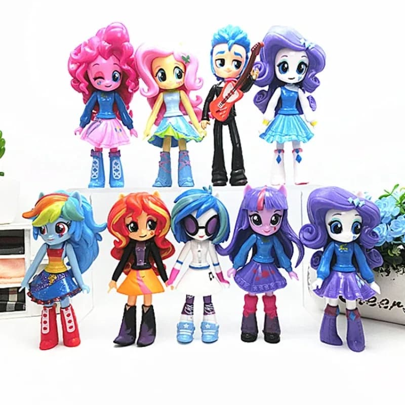 9pcs/set Anime My Little Pony Q Version kawaii standing posture Action Figure PVC Model Toys doll Desk Decor Collectible Gifts