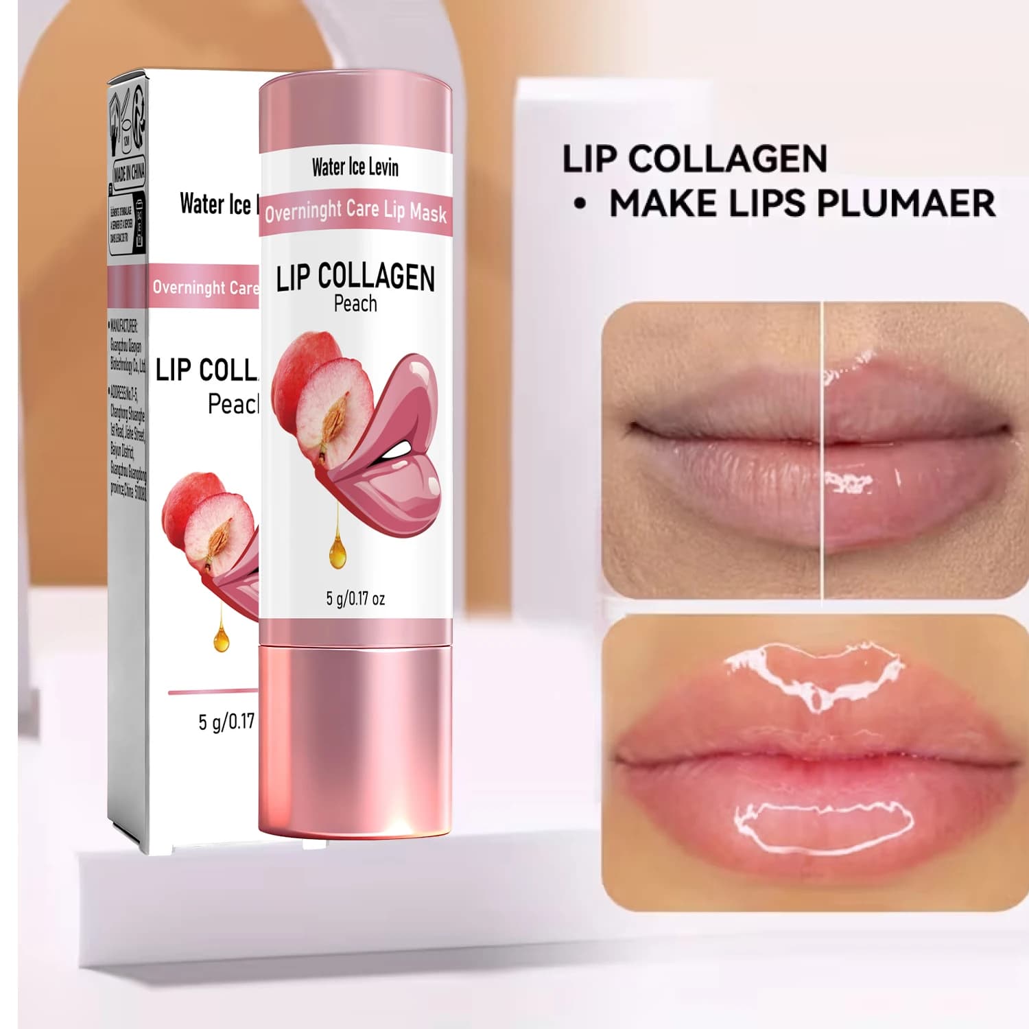 Night Lip Mask with Collagen and Peptides - Hydrating and Nutrient Lip Treatment, Aloe Extract, Fishing Perfume