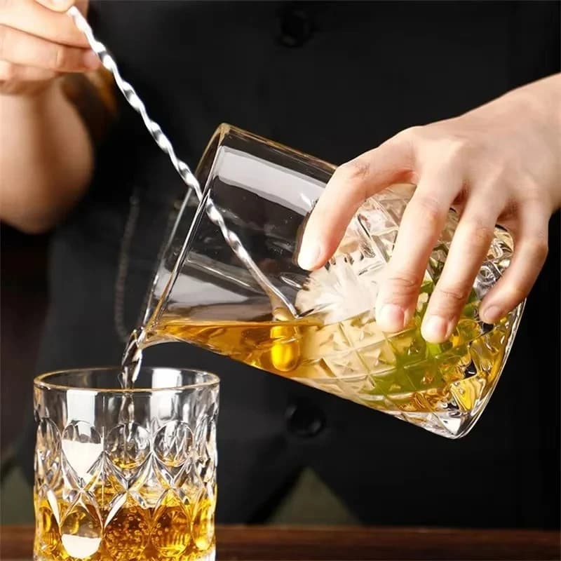 Whiskey Cup Cocktail Shaker Professional Cocktail Mixing Cups Crystal Glass Stirring Cup Bartender Mixing Bar Tools