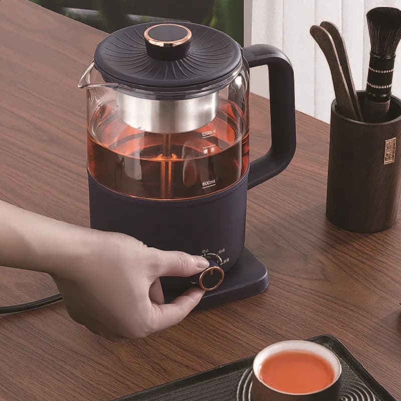 Tea Machine Black Tea Pu'er Glass Steam Teapot Automatic Thermal Insulating Steam Tea Maker Pot for Health Heat Pot 1.2L