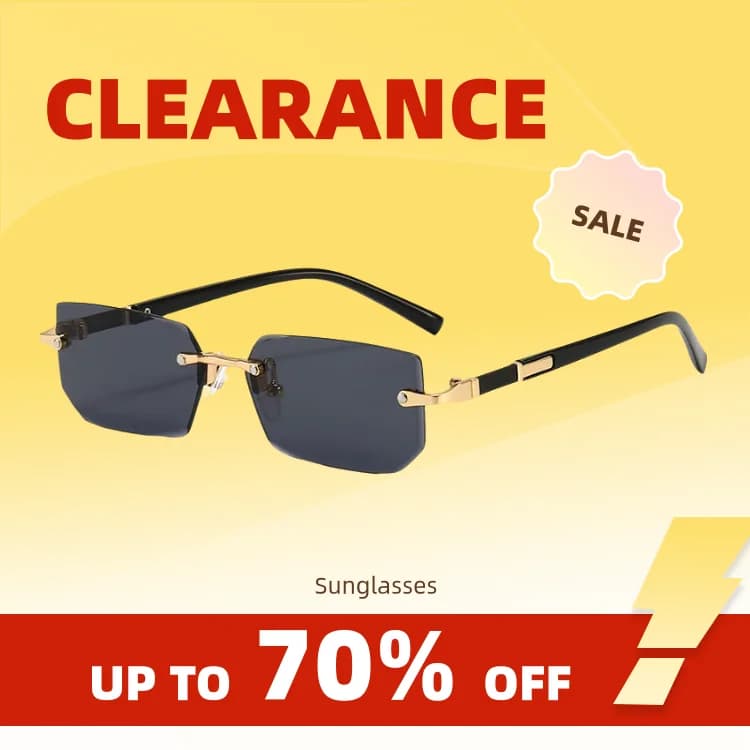 Clearance Rimless Sunglasses Rectangle Fashion Popular Woman Man Tonaility Small sunglasses for women Man Summer Travel