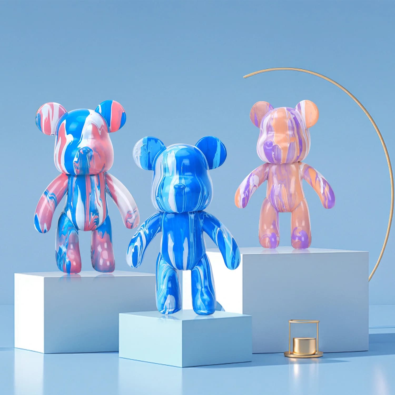 Scultura di orso fluido fai-da-te fatta a mano stampo bianco vuoto bambola giocattolo orso violento Bearbrick graffiti pittura ornamenti regalo decorazioni per la casa