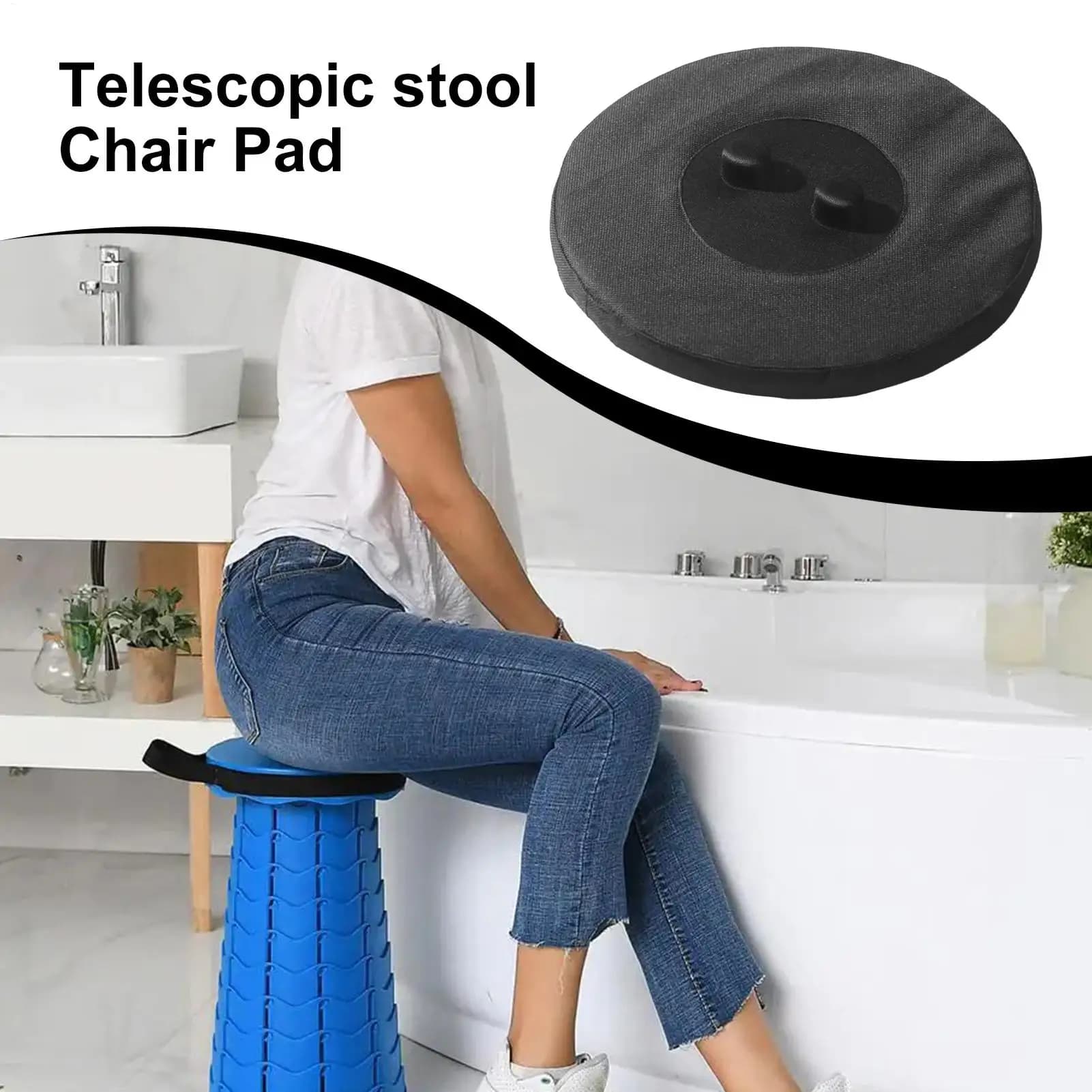 Cuscino per Sgabello Telescopico, Coprisedile Retrattile, Imbottitura per Sedia in Tessuto Oxford, Cuscino Impermeabile Rotondo per Sgabello