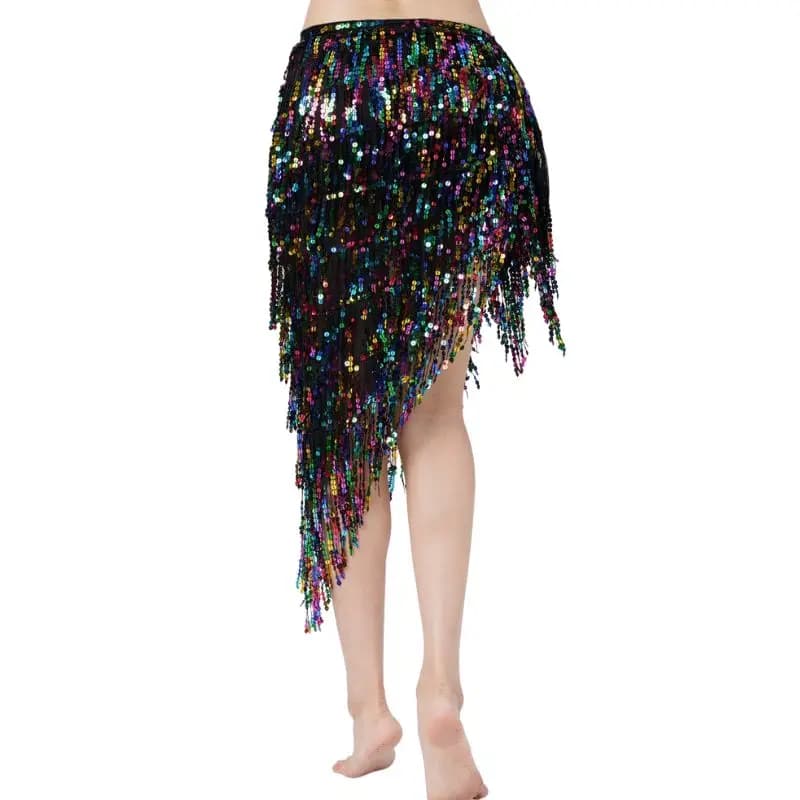 Triangle Sequins Bellydance Skirt Belly Dance Long Tassel Hip Scarf Festival Outfits Women Dance Wear Accessories Dancing Belt