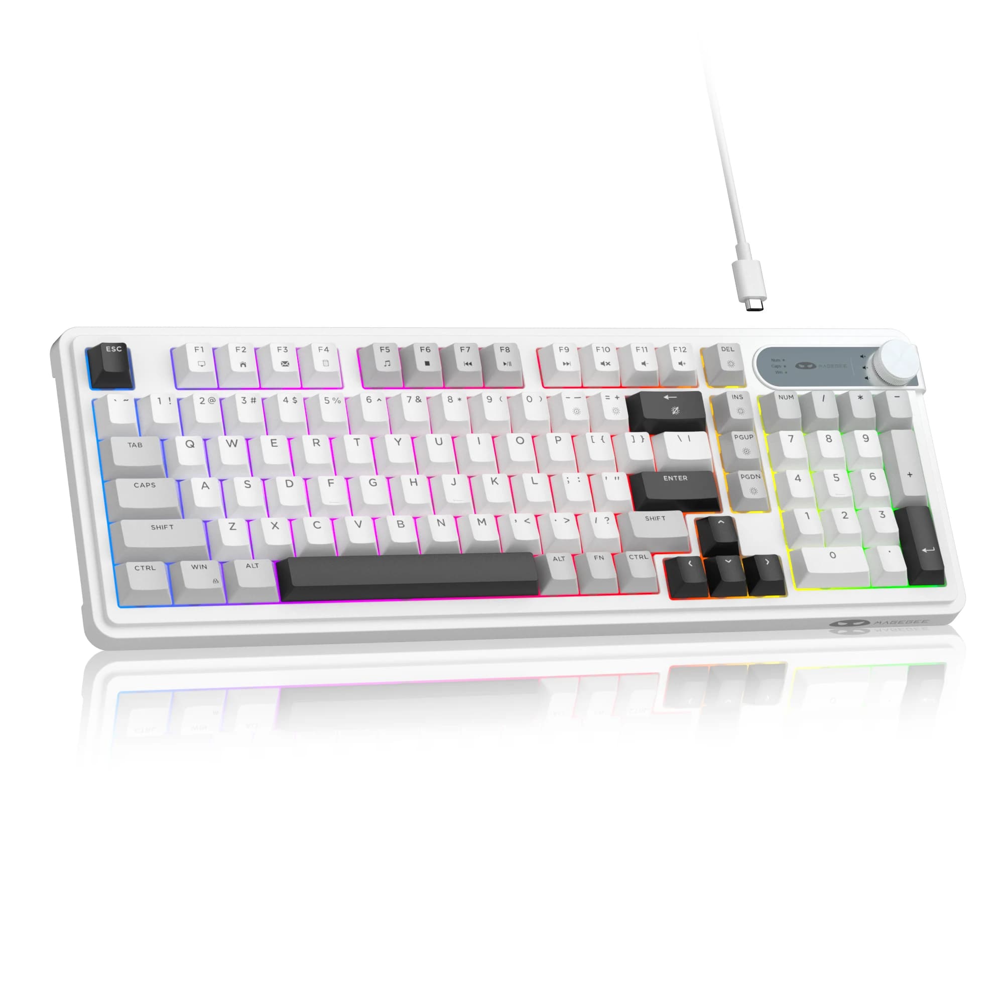 98% MageGee GK960 Wired Membrane Keyboard 99keys RGB backlit, Silent Typing, Volume Knob for PC/Laptop/Birthday Gift/Class Study