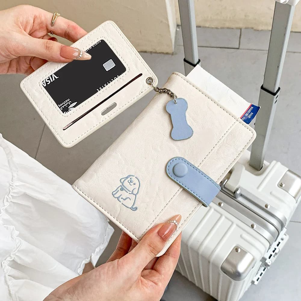 Fashion Card Holder ID Wallet & Passport CasePassport Cover Detachable Card Holder, Multicard Slots Travel Wallet for Men Women