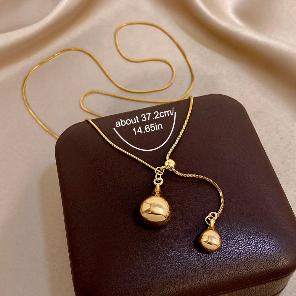 Elegante collana con pendente a goccia d'acqua lucida con catena in osso di serpente in oro per donna e uomo, regalo quotidiano regolabile per gioielli da festa a forma di Y