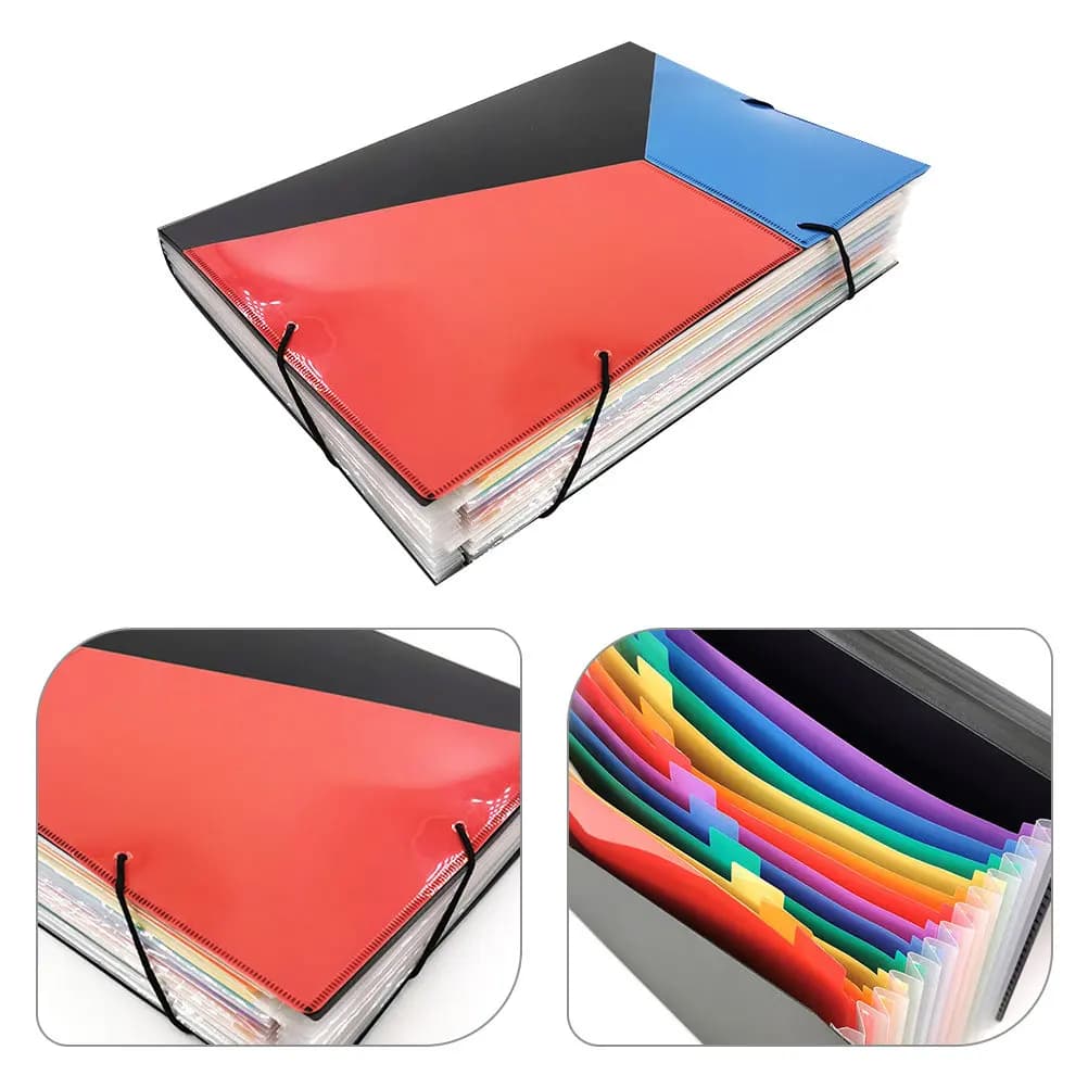 Multi Pocket Accordion File Folder Large Capacity Expanding Document Organizer Sorting File Bag for Business Study Receipts