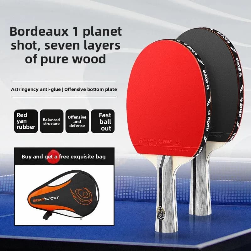 BOER 1/2/3/4 Stella Ping pong rack with anti-spine rubber on two sides of solid wood for ping pong rack Long sleeve with bag