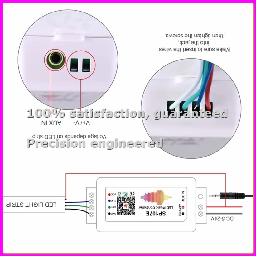 Controller per Strisce LED SP107E, Controllore Musicale per Strisce LED WS2812B WS2811, DC5-24V, Controllo Pixel-ELEC