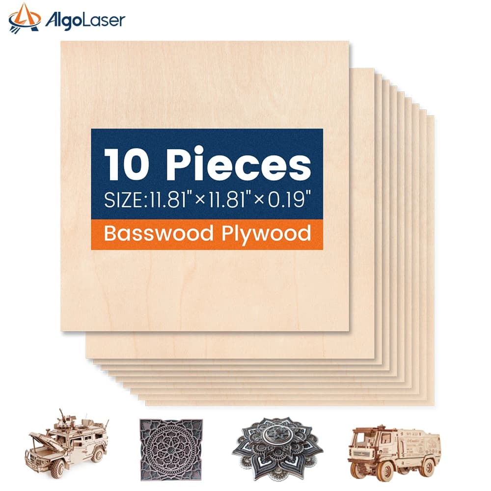 10Pcs 3mm 300×300mm Unfinished Basswood Plywood Sheets Blank Wood Board For Laser Engraving DIY Craft Home Decoration