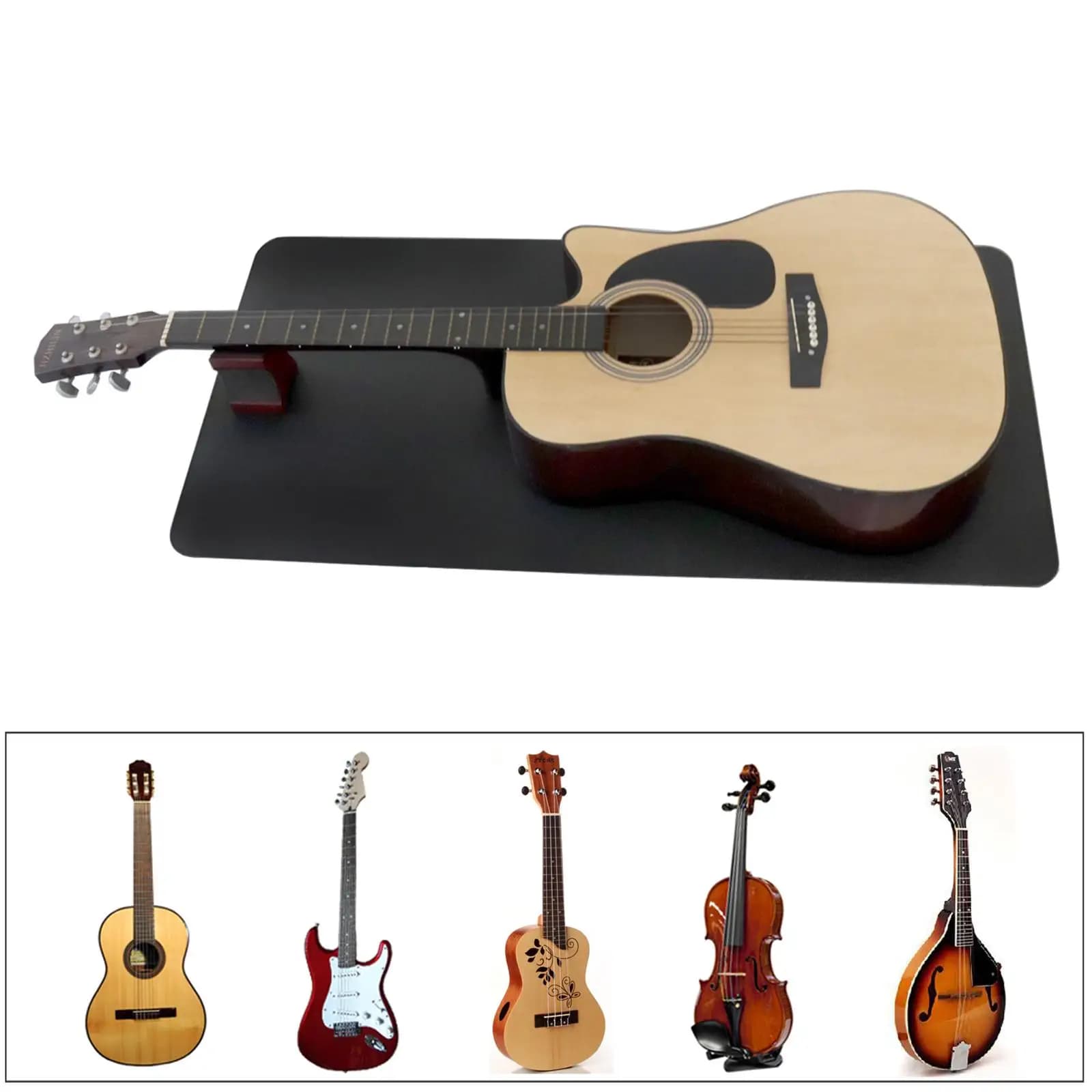 Set Tappetino da Lavoro per Chitarra con Supporto per il Manico, Strumento di Riparazione e Manutenzione per Liutai