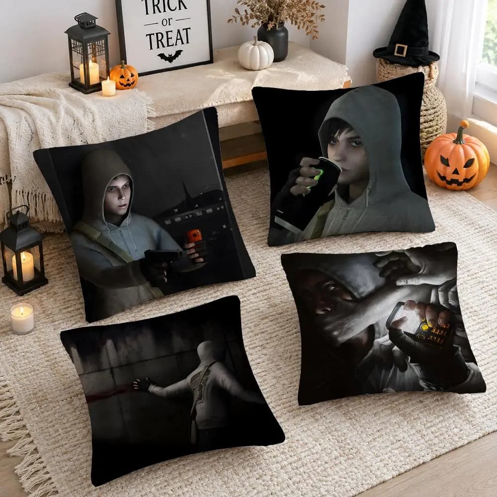 Horror Game C-Cry Of Fear Cushion Cover Plush Decorative Pillow Case With Hidden Zipper Cutecore Room Decor For Home