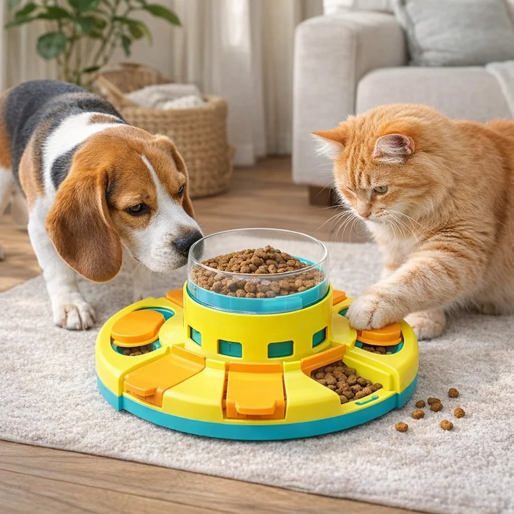 Slow Eating Puzzle Feeder Interactive Dog Cat Toy Food Dispenser Bowl Non Slip Design for Pet Entertainment and Mealtime Fun