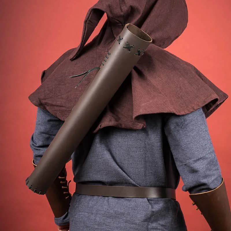 Custodia per faretra per tiro con l'arco in pelle PU medievale Custodia per tracolla Fondina per cintura Ranger Robin Hood Borsa da caccia Accessorio per costume Larp