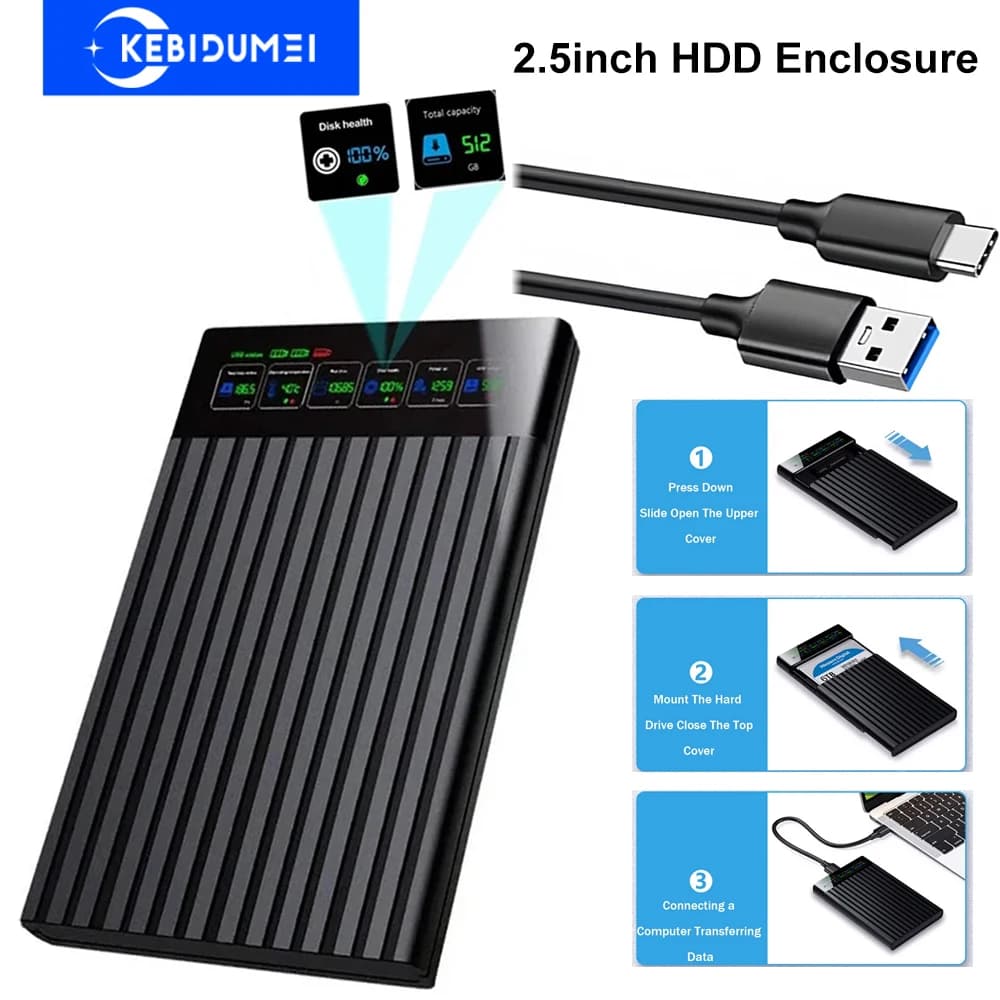 Custodia HHD da 2,5 pollici Custodia per disco rigido SATA da 2,5 pollici a USB 3.1 Custodia per disco rigido SATA esterna da 6 Gbps Max Adattatore per PC