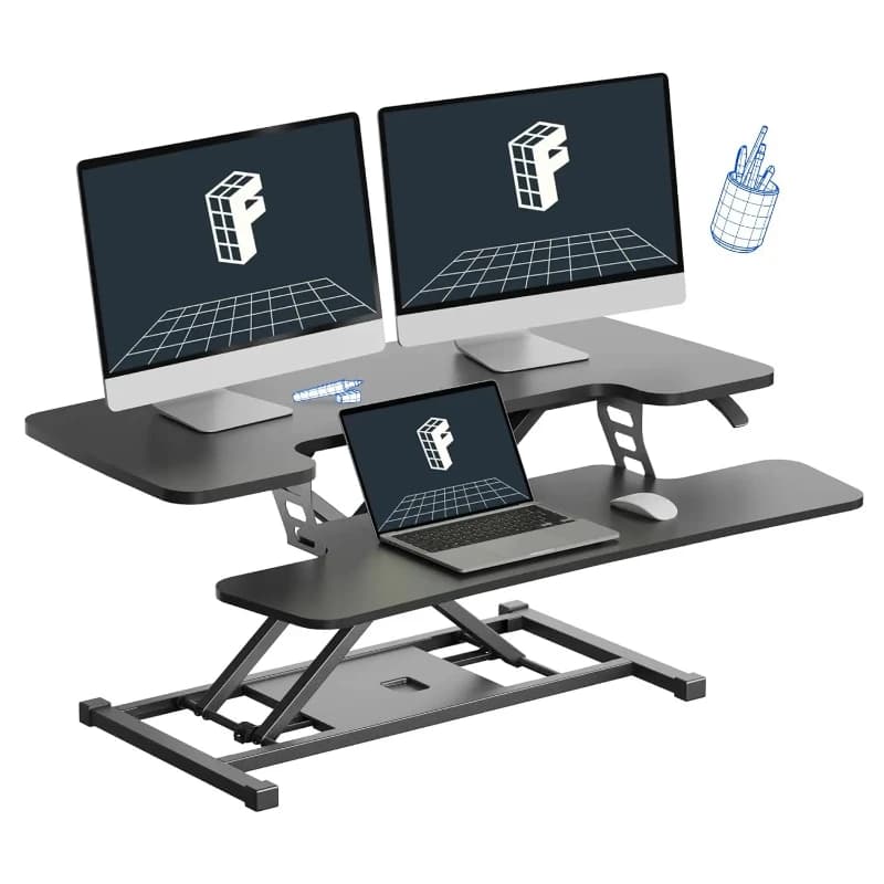36-inch Standing Desk Converter Height Adjustable Sit to Stand Up Workstation, Dual Monitor and Laptop Riser with