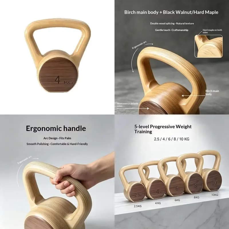 Household Wooden Kettlebell Dumbbells Gym Universal Dynamic Shaping Squat Equipment Wholesale