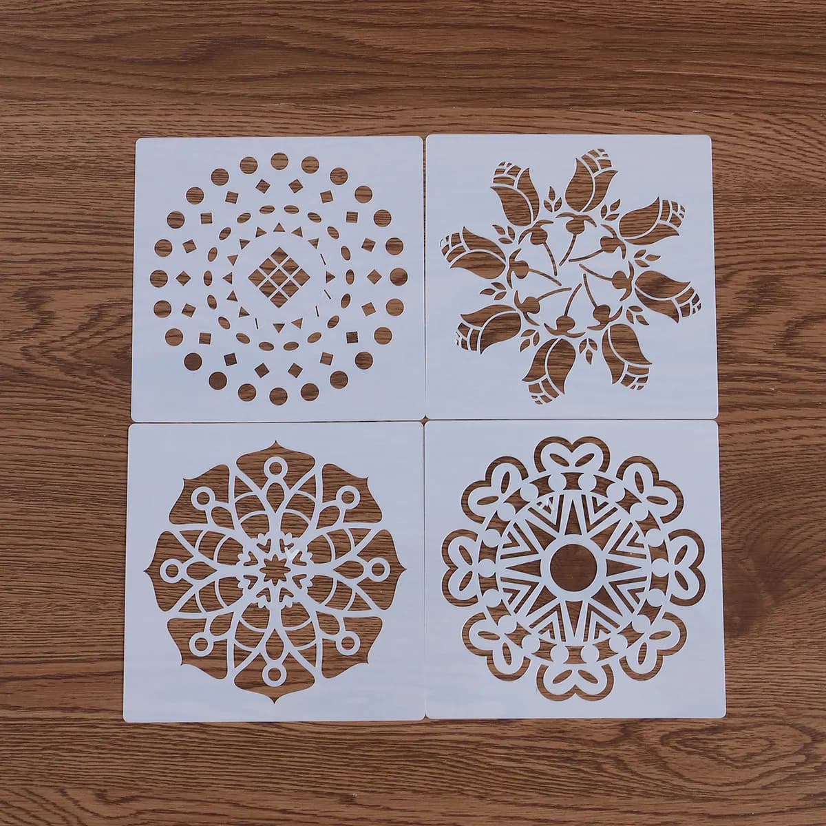 Reusable Aesthetic Scrapbooking Supply Kit Mandala Light Grey DIY Stencils