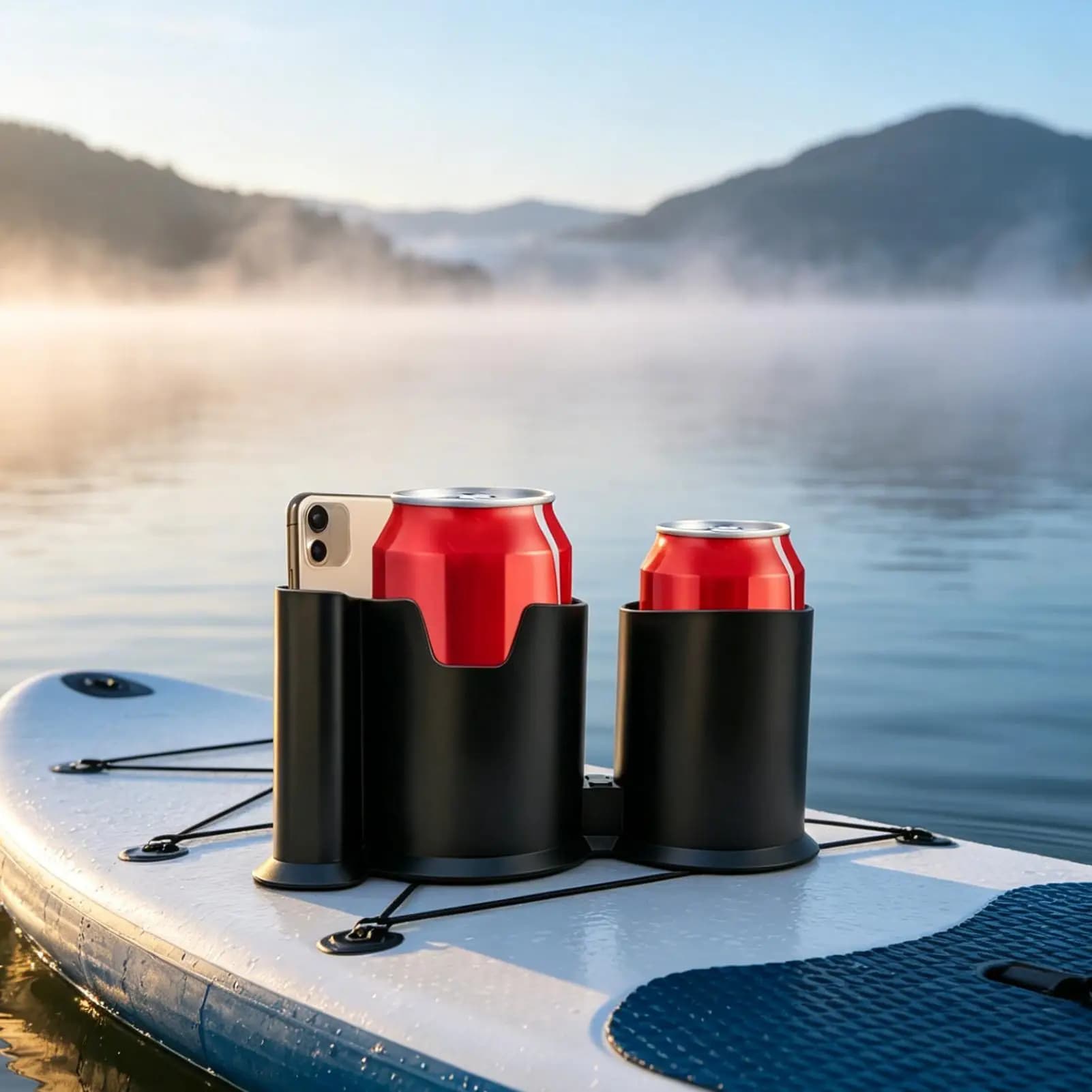 Universal Anti-Slip Paddle Board Cup Holder, Spill-Proof Phone Drink Mount, Multi-purpose Storage Bracket for Surfboard Kayak