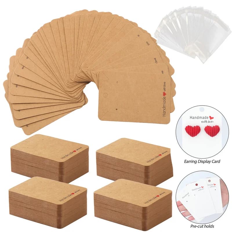20 set di orecchini di carta espositori organizzatori con sacchetti autoadesivi porta collane carte orecchini cartone imballaggio di gioielli fai da te