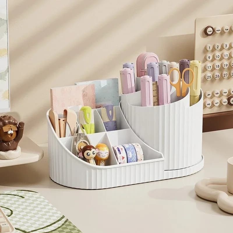 per pennelli per ombretto per rossetto, crema di plastica di lusso, bianco, rosa, organizer per pennelli per trucco rotante, contenitore cosmetico multifunzionale