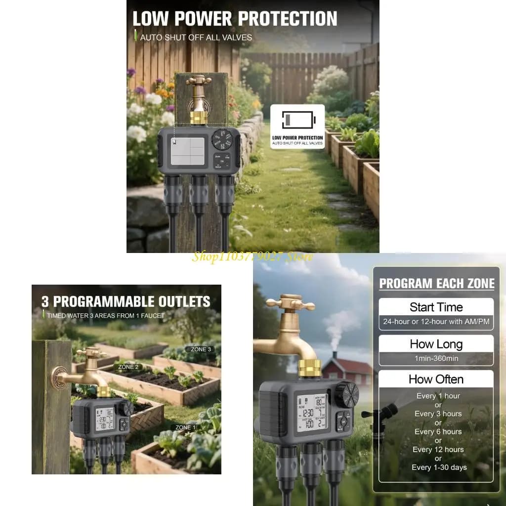 C4DF Sistema irrigazione a doppio tubo irrigazione da giardino del giardino con abbigliamento programmabile con limpido a