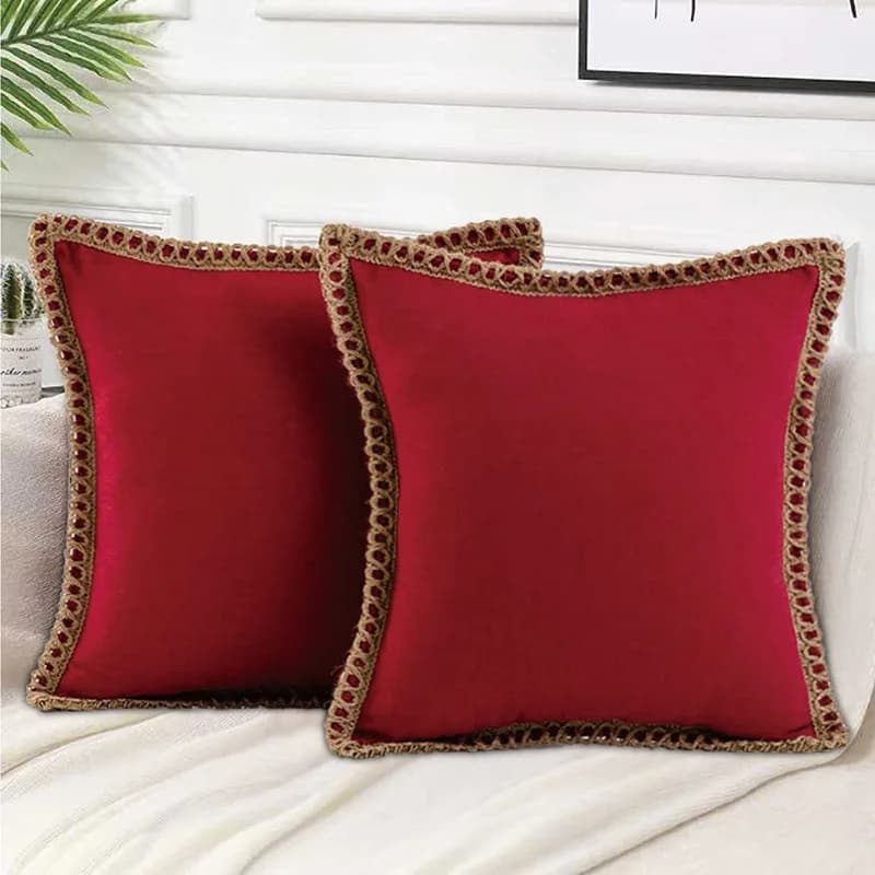 Fodera per cuscino con bordo rifinito in lino 45x45 cm Fodera per cuscino decorativa in velluto tinta unita Federa lombare per divano divano auto