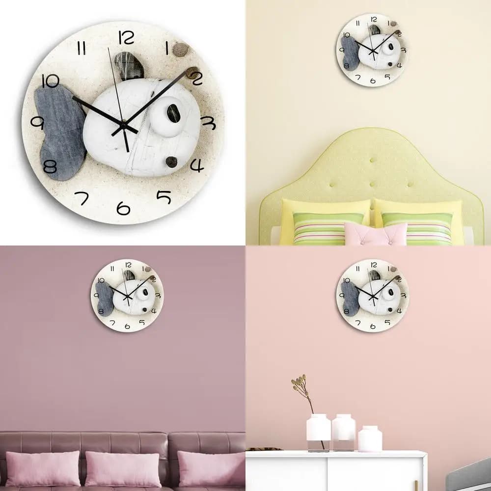 Living room children's bedroom cartoon head large fish simple round animal model acrylic wall clock