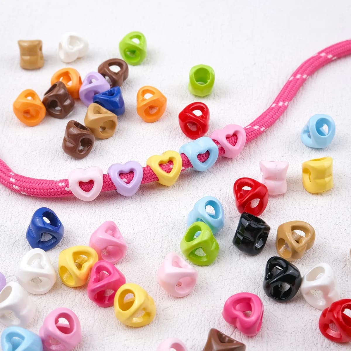 30/100pcs Candies Colour Big Hole Heart-shaped Acrylic Loose Spacer Beads for Jewelry Making DIY Bracelet Accessories