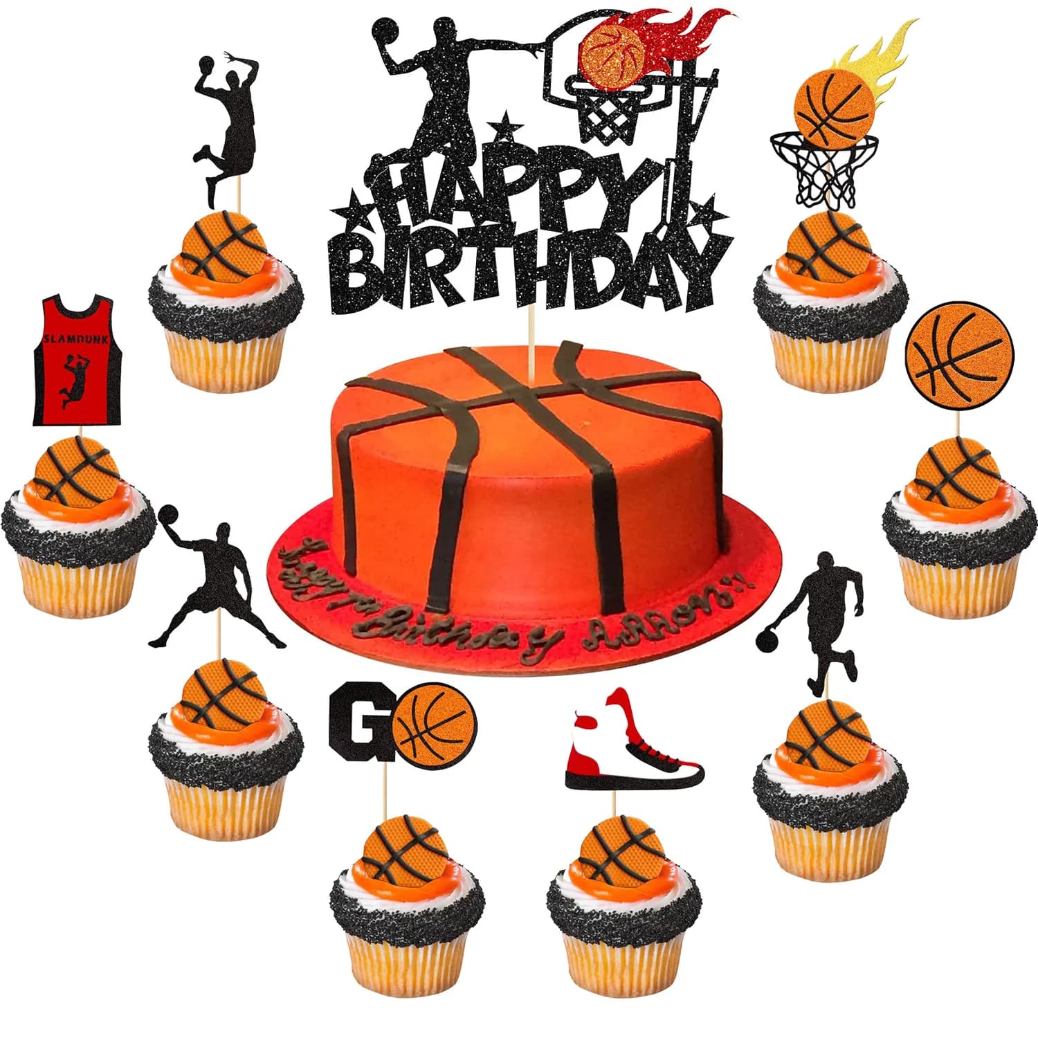 Basket Cake Topper Ball Sneakers Football Happy Birthaday Party Cupcake Toppers Decoration Cooking Supplies Make yourself New