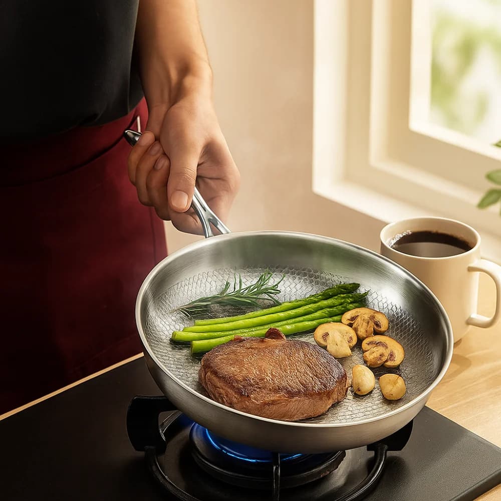 Titanium Anti-adhesive pan 26/28/30/32cm with Fish Squame Motive, Non-coated Steak Board, Kitchen Tools
