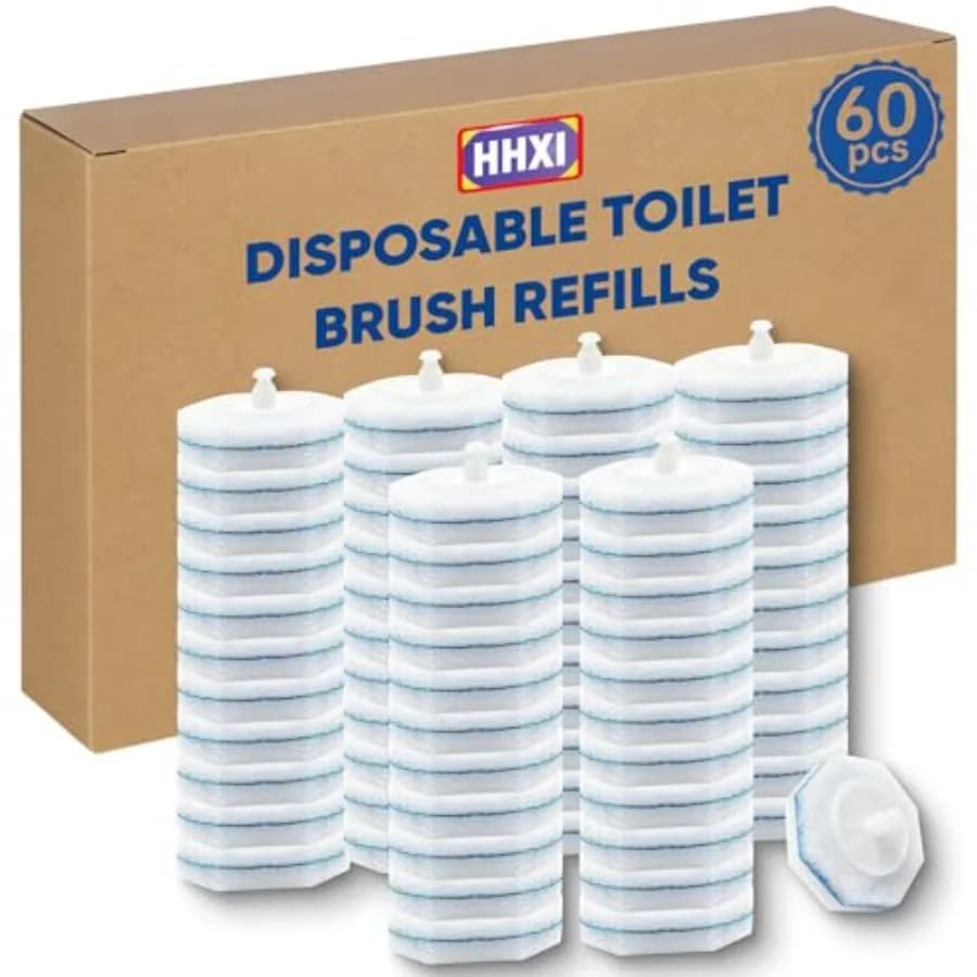 60Ct Disposable Toilet Brush Refills, Toilet Bowl Cleaner Refills, Bathroom Cleaning, Disposable Prefilled Cleaning Scrubbers,