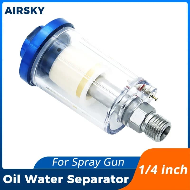 1/4 Inch Thread Air Oil Water Separator Filter Clear Painting Moisture Separator Water Trap for Sprayer Air Compressor Spray Gun