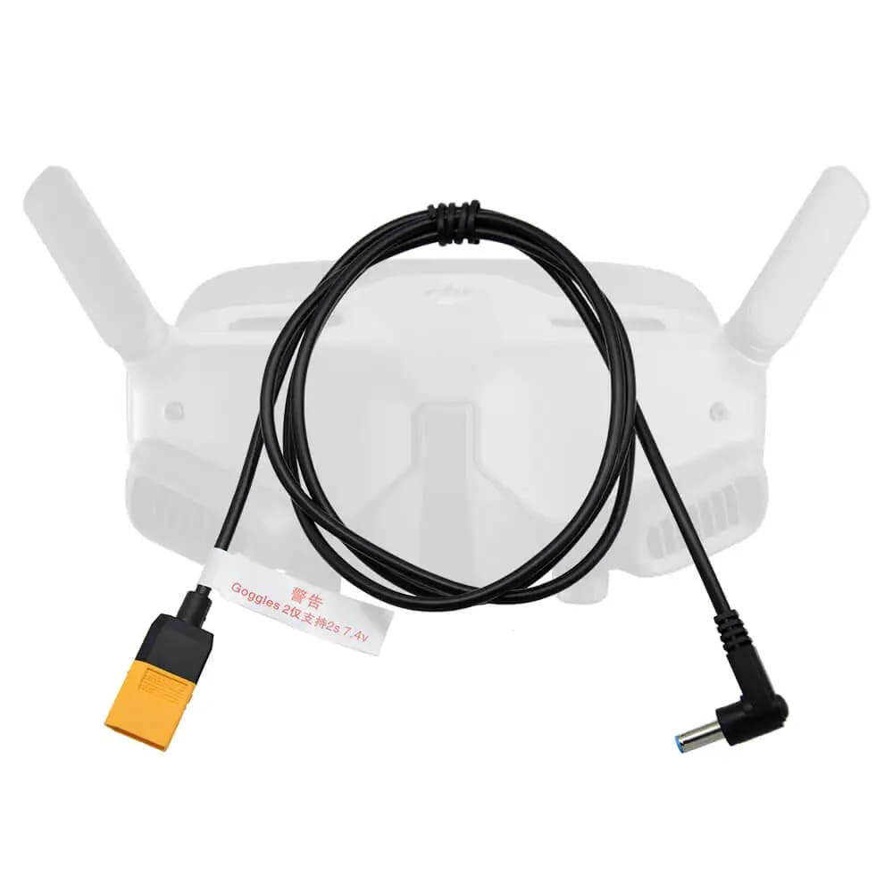 Power cable from 1.2 M XT60 Male plug to 4530 Connector adapter cable for DJI Avata Glasses 2 RC FPV Drone Glasses Parts