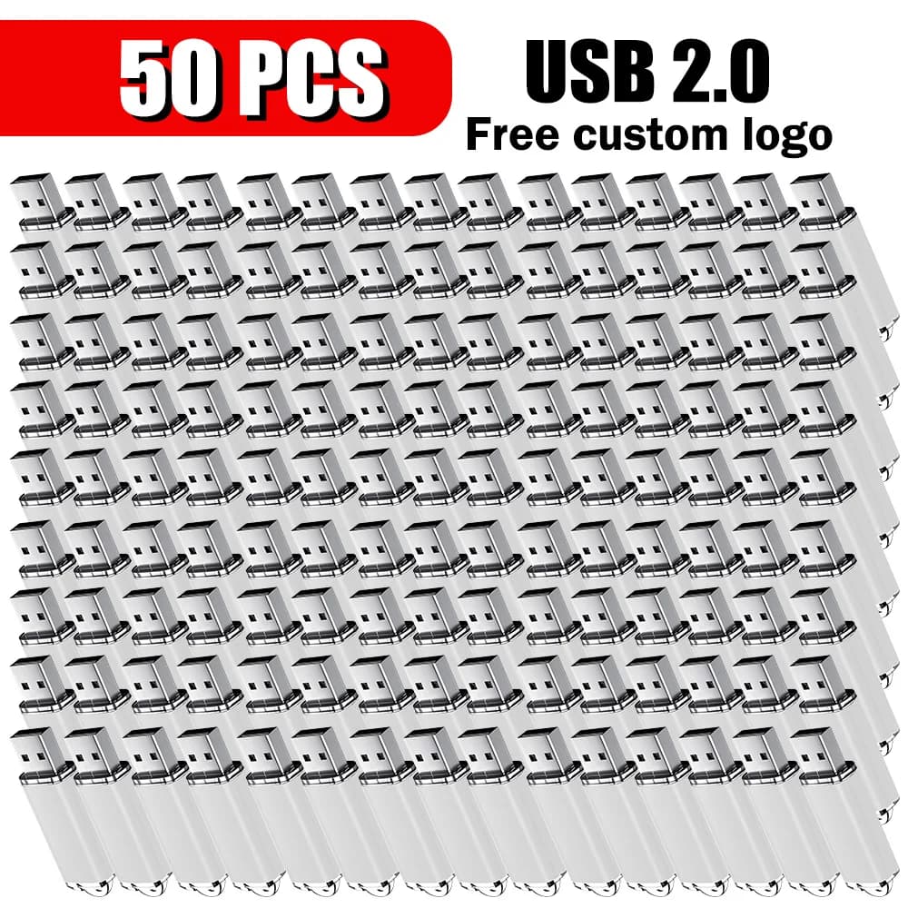 50PCS/lot USB 2.0 USB Flash Drive 8GB 16GB 32GB 64GB USB Stick Pen Drive 1GB 2GB 4GB Pendrive Business Free Custom LOGO