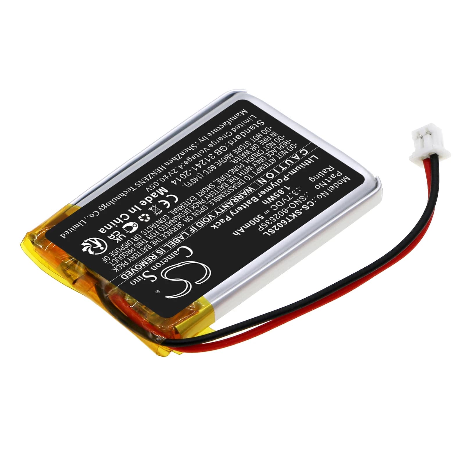 Replacement 3.7V 500mAh Home Security Camera Battery SNO-602535P for SkyBell Trim Plus WiFi Video Doorbell